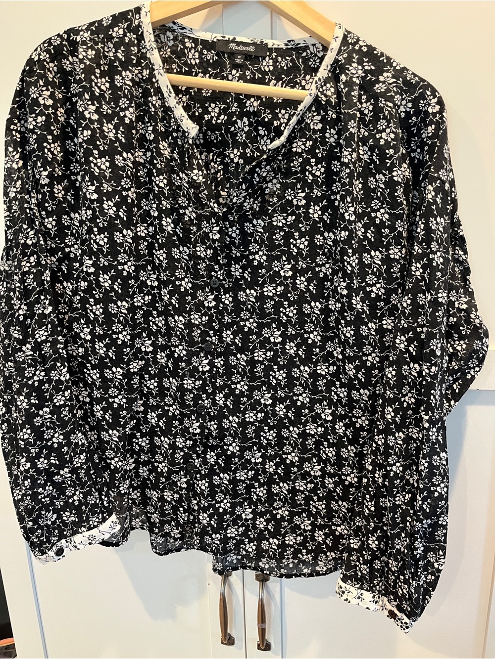Madewell Black and White Floral Button-Front Shirt